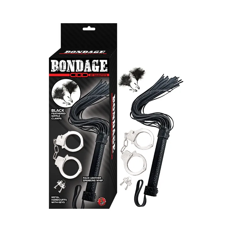 Bondage by Nasstoys Whip. Feather and Cuffs Black