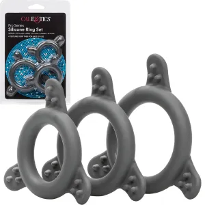 CalExotics Pro Series Silicone Cock Ring Set. Black