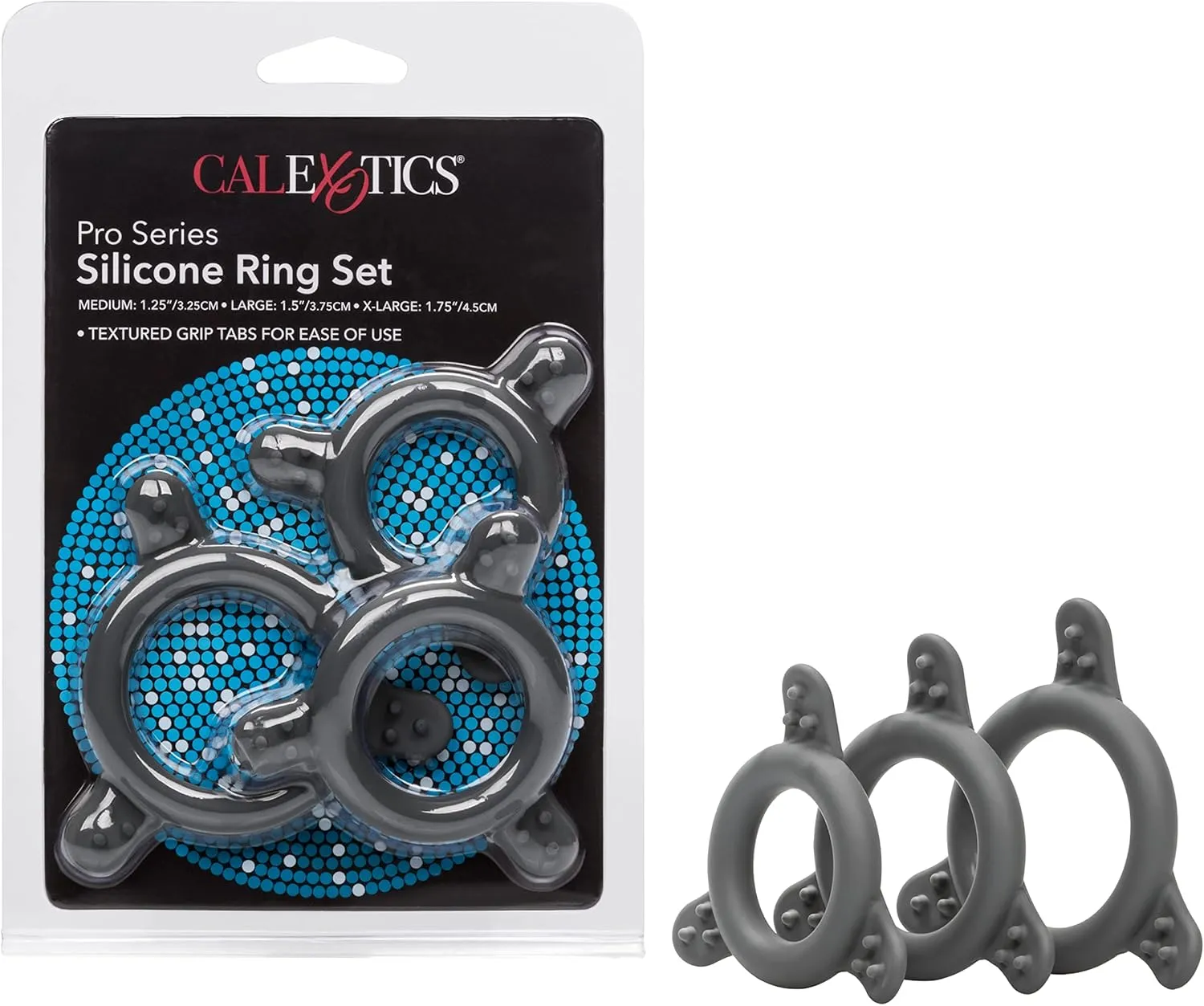CalExotics Pro Series Silicone Cock Ring Set. Black