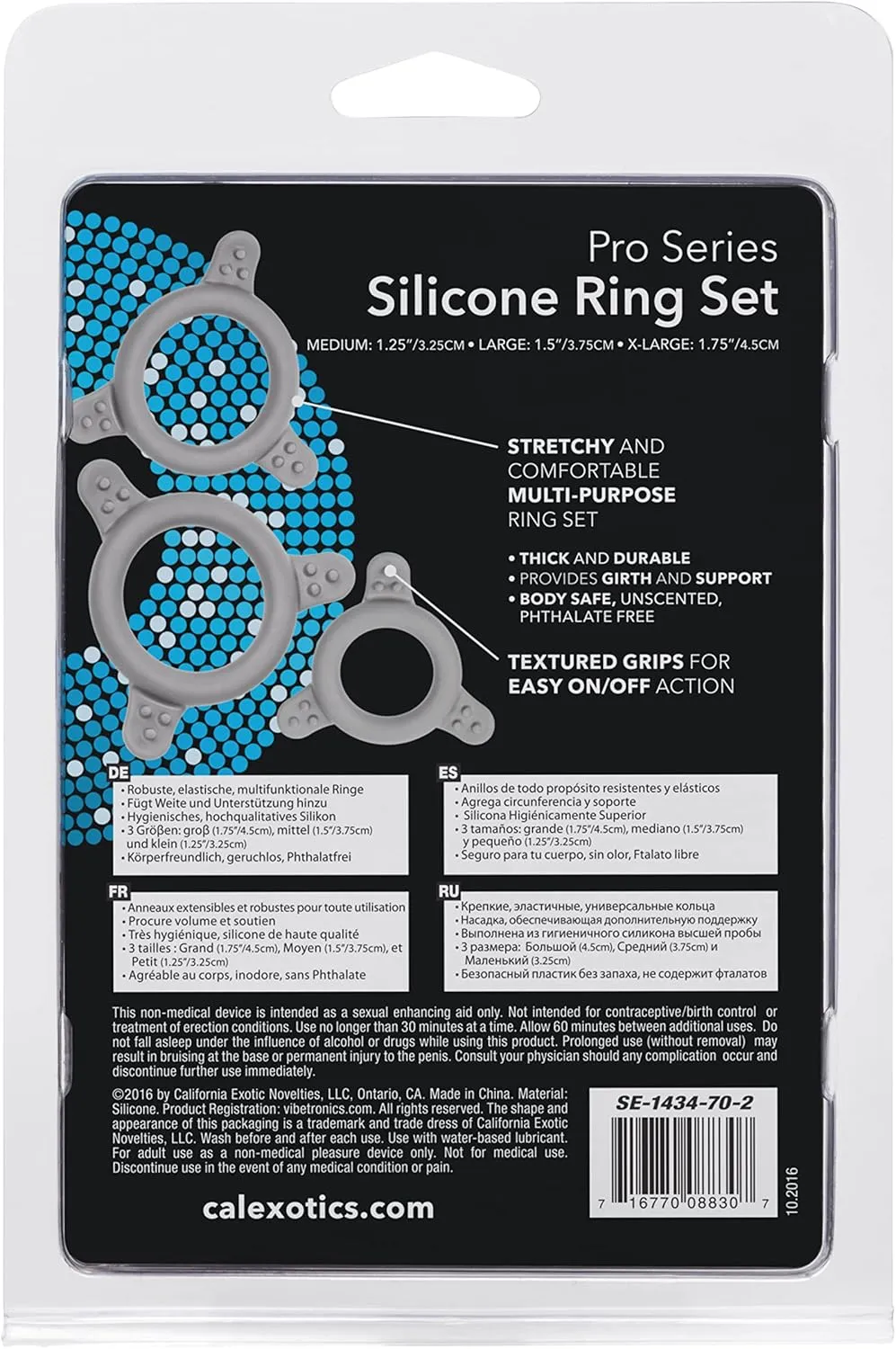 CalExotics Pro Series Silicone Cock Ring Set. Black