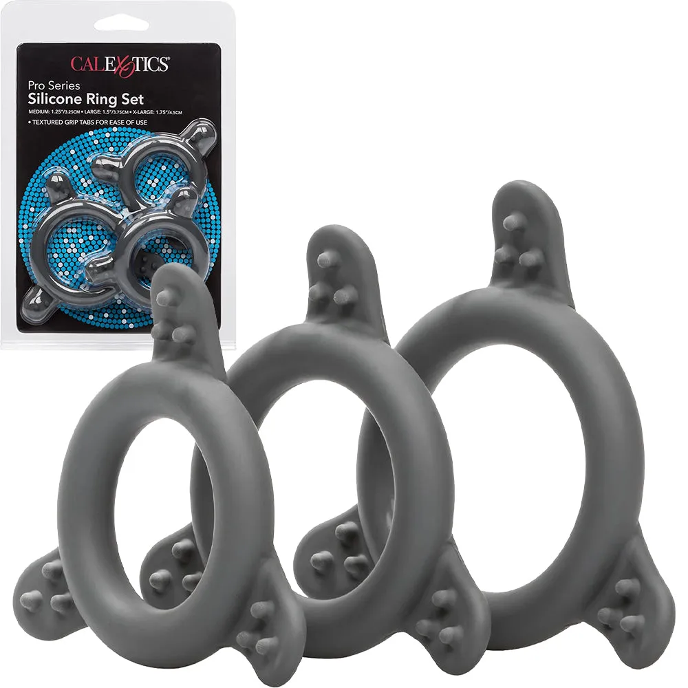 CalExotics Pro Series Silicone Cock Ring Set. Black