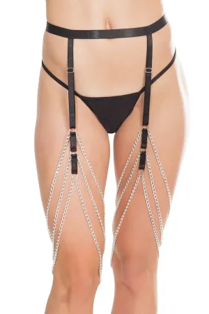 Coquette Black Garter Belt with Chain Garters