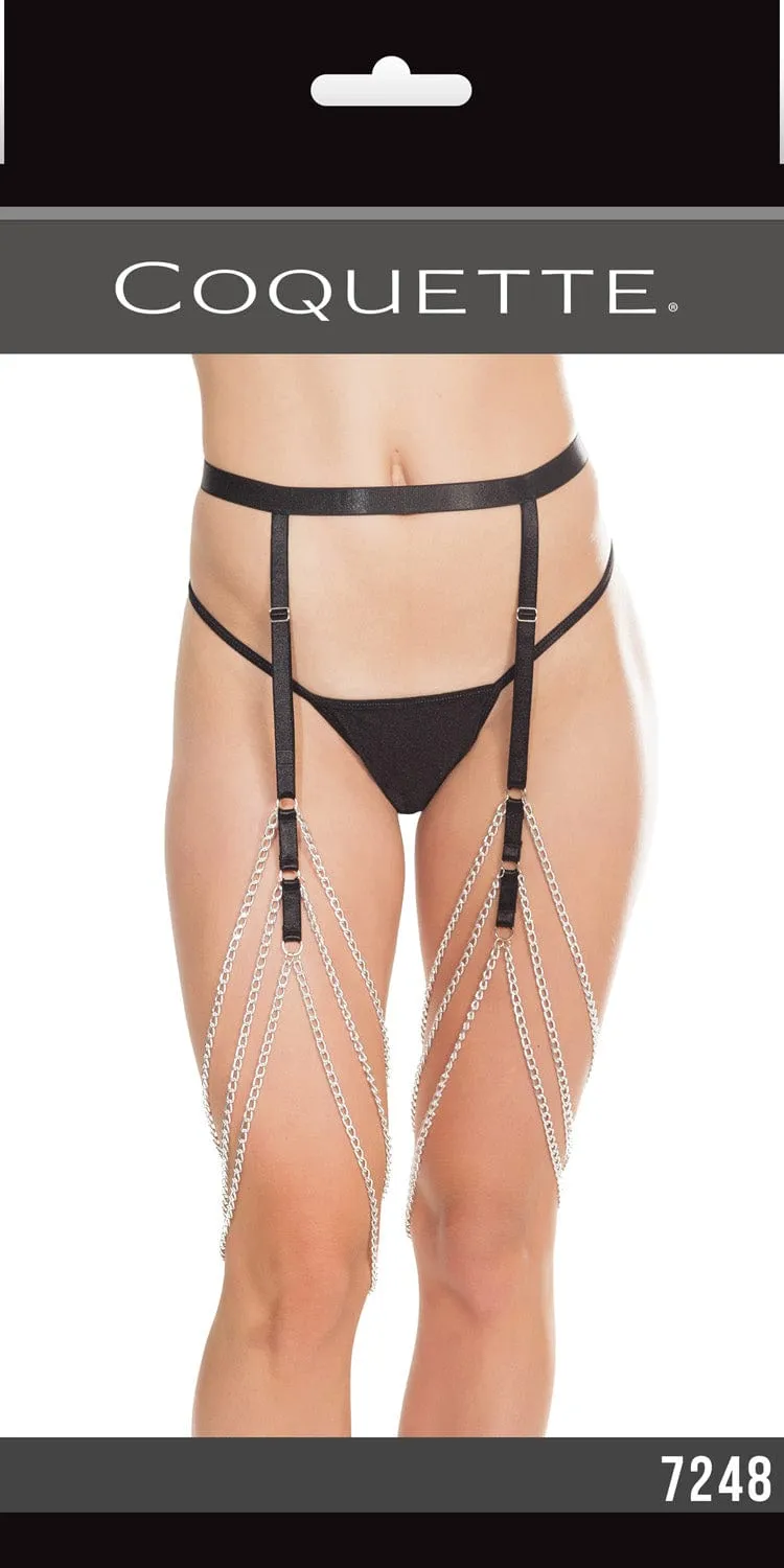 Coquette Black Garter Belt with Chain Garters