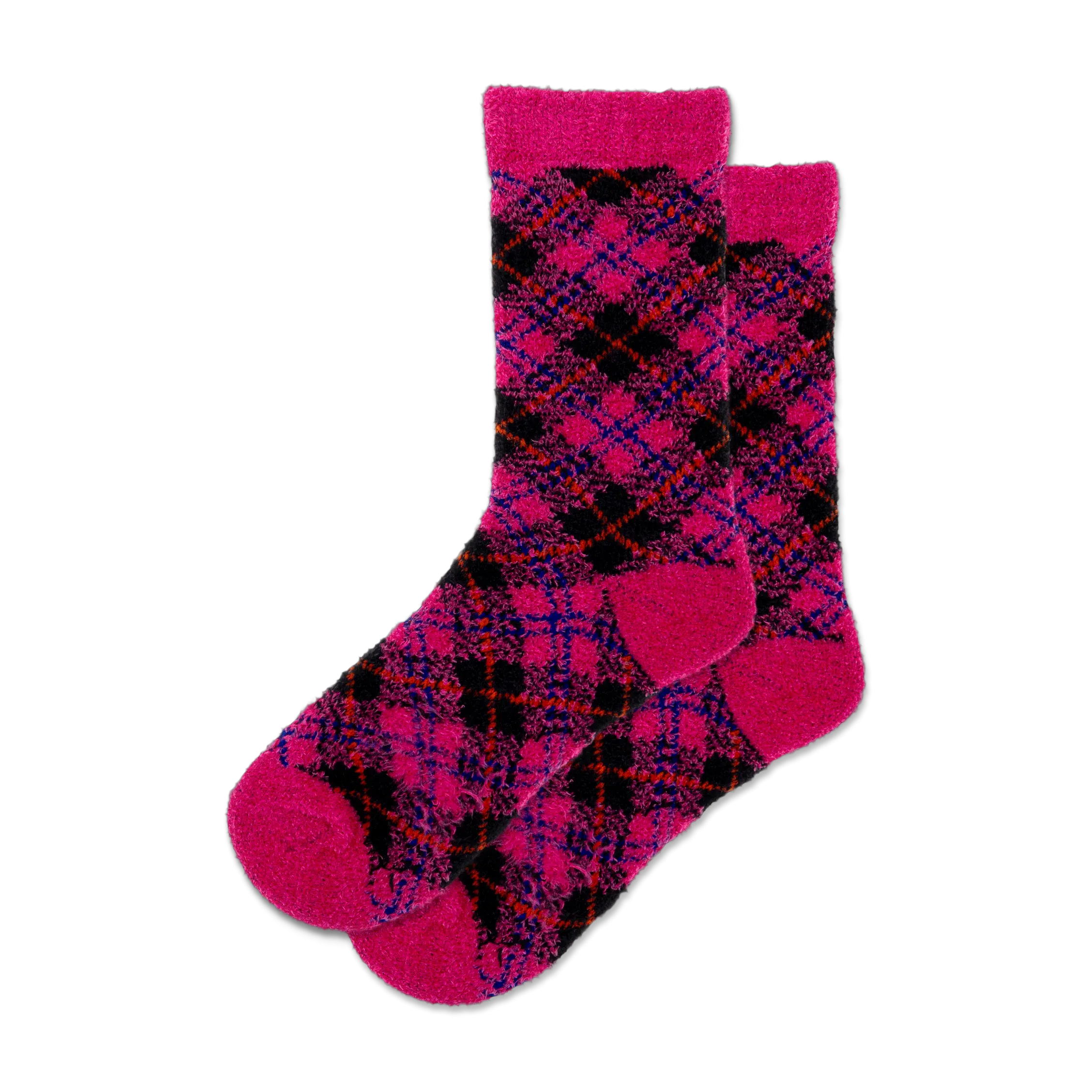 Diagonal Plaid Feathery Boot