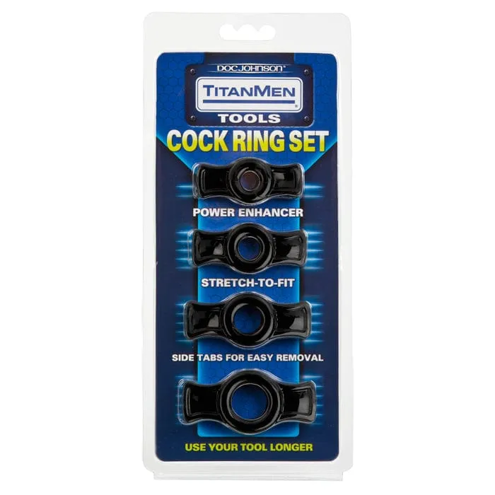 Doc Johnson TitanMen Cock Ring Set Black