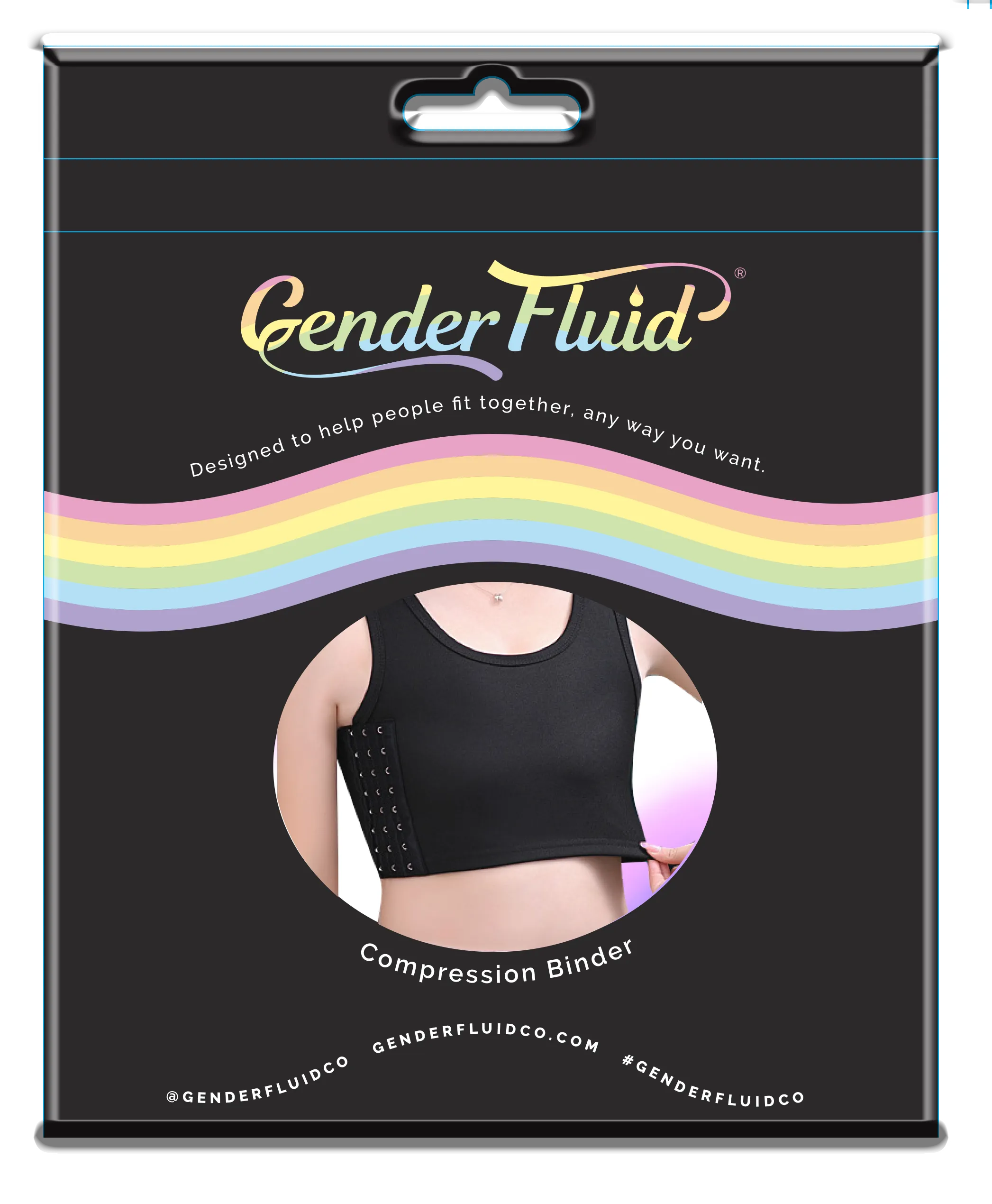 Gender Fluid Chest Compression Binder Black Medium