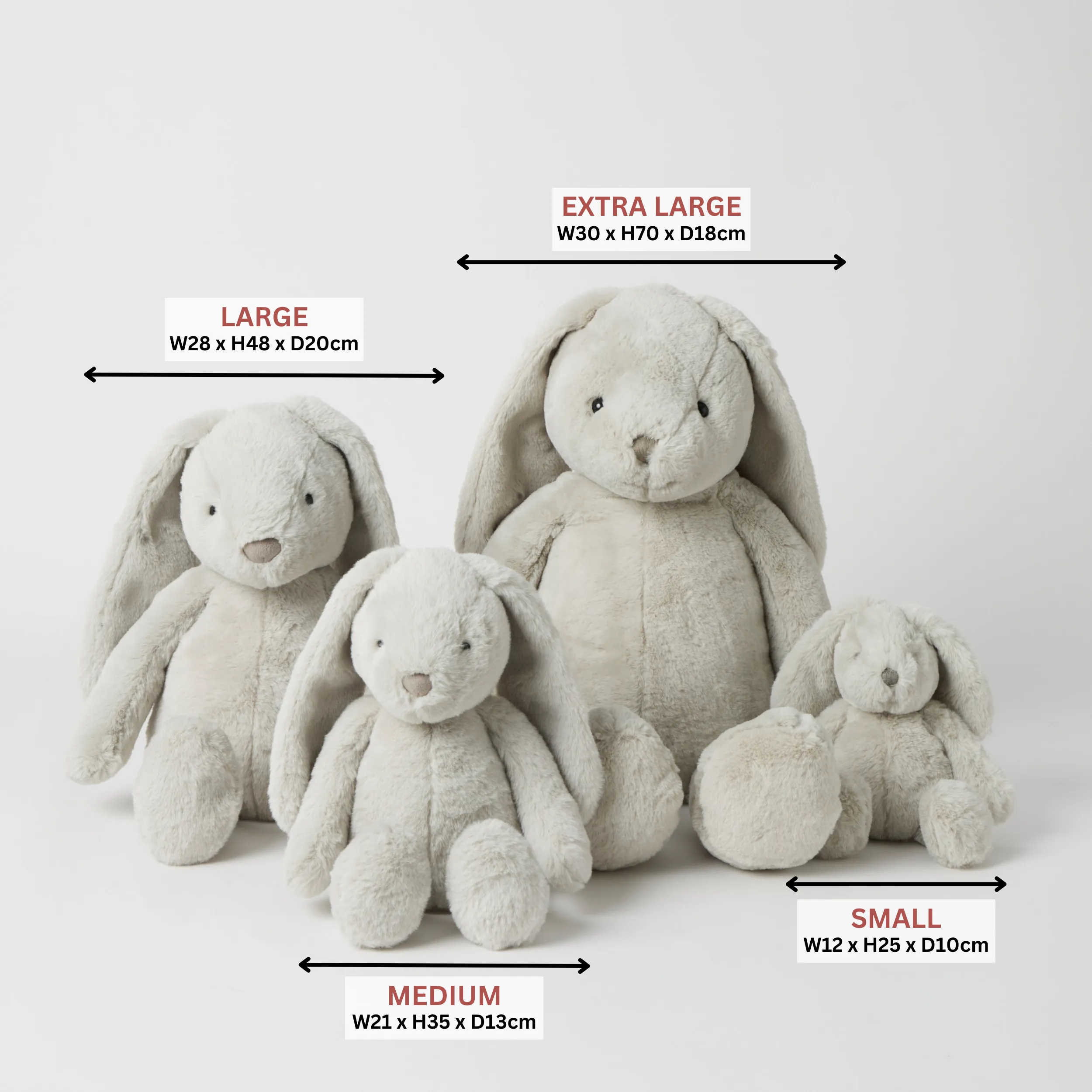 LARGE Bunny Soft Toy GREY by Jiggle & Giggle