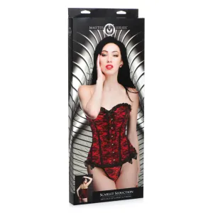 Master Series Scarlet Seduction Lace-Up Corset & Thong Large