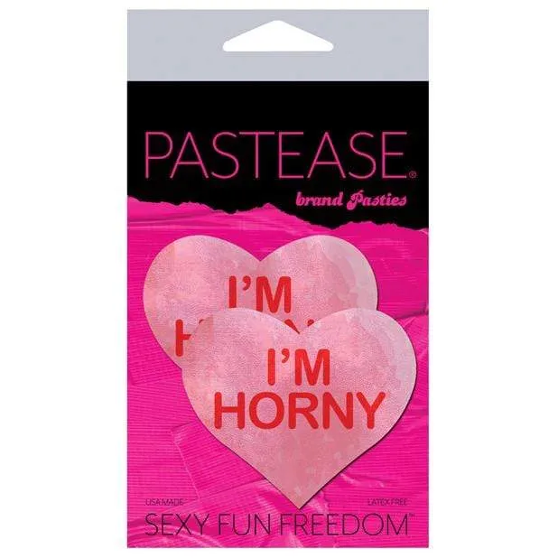 Pastease - I'm Horny Heart Pasties Nipple Covers (Pink)