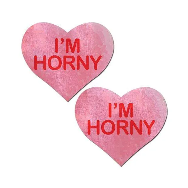 Pastease - I'm Horny Heart Pasties Nipple Covers (Pink)