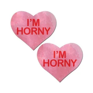 Pastease - I'm Horny Heart Pasties Nipple Covers (Pink)