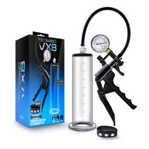 Performance VX8 Premium Penis Pump System with Silicone Cock Strap Clear