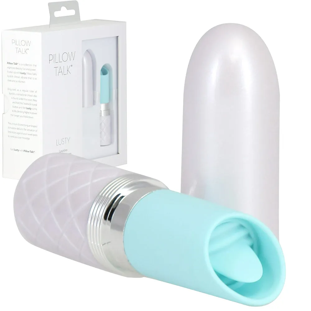 Pillow Talk LUSTY Luxurious Tongue Flickering Vibrator Lipstick Teal