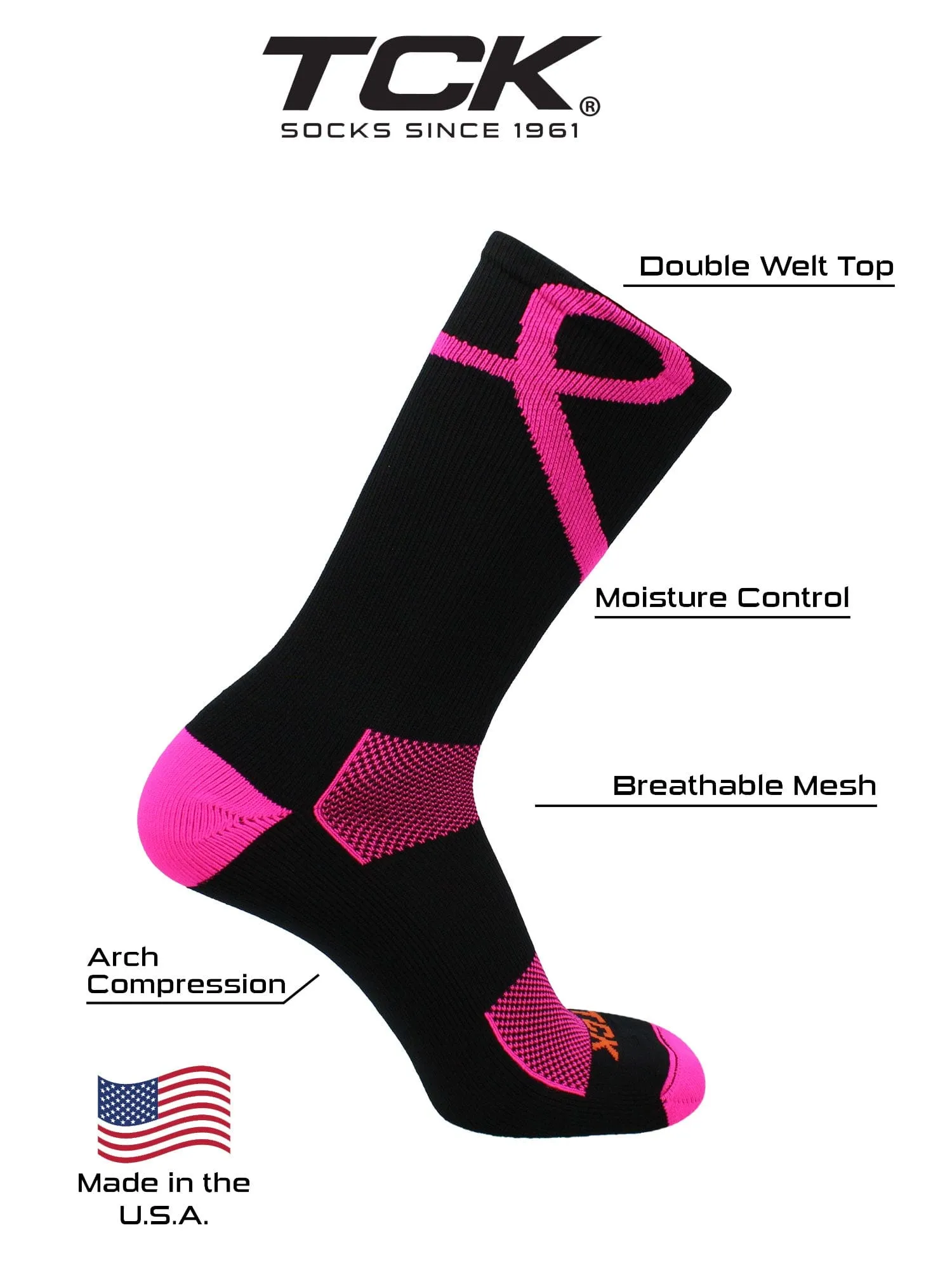 Pink Ribbon Awareness Socks Crew Length
