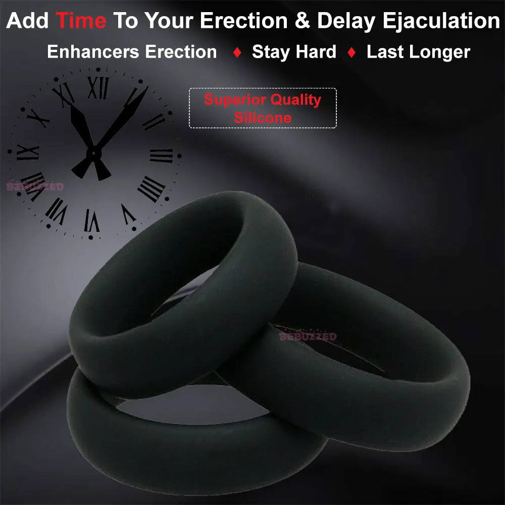 STRONG Rubber Silicone Cock Ring Penis Erection STAY HARD Delay Rings Sex Toy