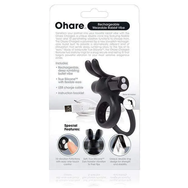The Screaming O - Charged Ohare Rechargeable Wearable Rabbit Cock Ring (Black)