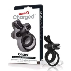 The Screaming O - Charged Ohare Rechargeable Wearable Rabbit Cock Ring (Black)