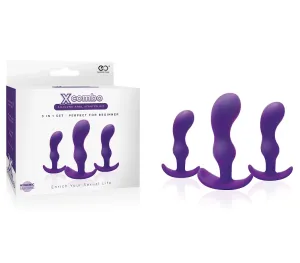 X COMBO 3PC PURPLE SILICONE BUTT PLUG SET